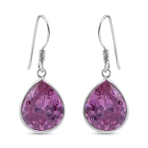 Simulated Pink Diamond Drop Earrings in Sterling Silver