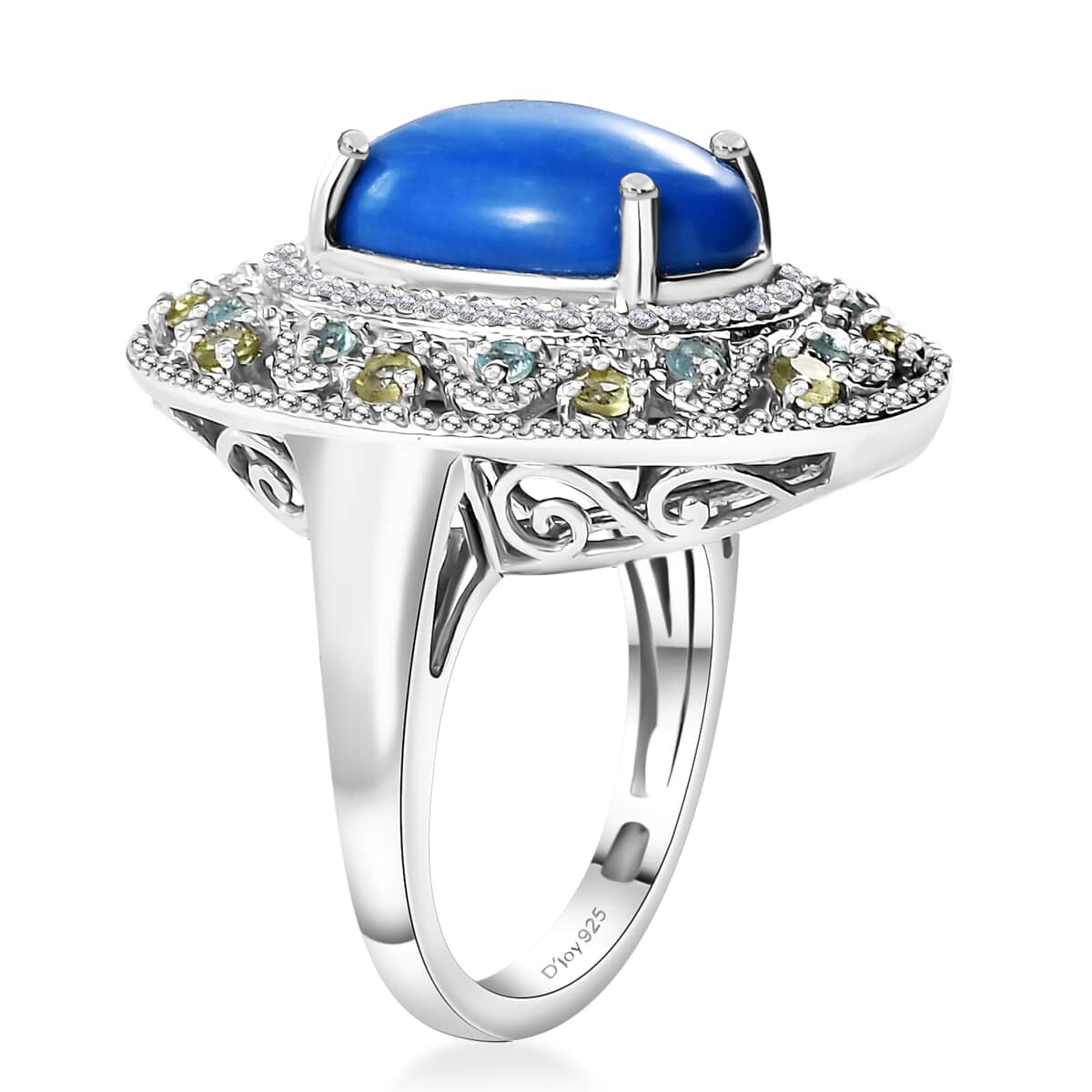 Ceruleite and Multi Gemstone 6.10 ctw Celestial Garden Ring in Rhodium Over Sterling Silver (Size 10.0) image number 3