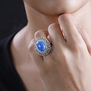 D'Joy Ceruleite and Multi Gemstone 6.10 ctw Celestial Garden Ring in Rhodium Over Sterling Silver (Size 7.0)