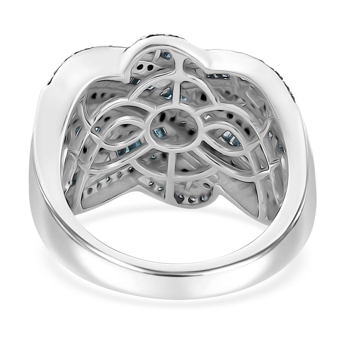 Blue Diamond 1.50 ctw Criss Cross Ring in Rhodium Over Sterling Silver (Size 6.0) image number 4