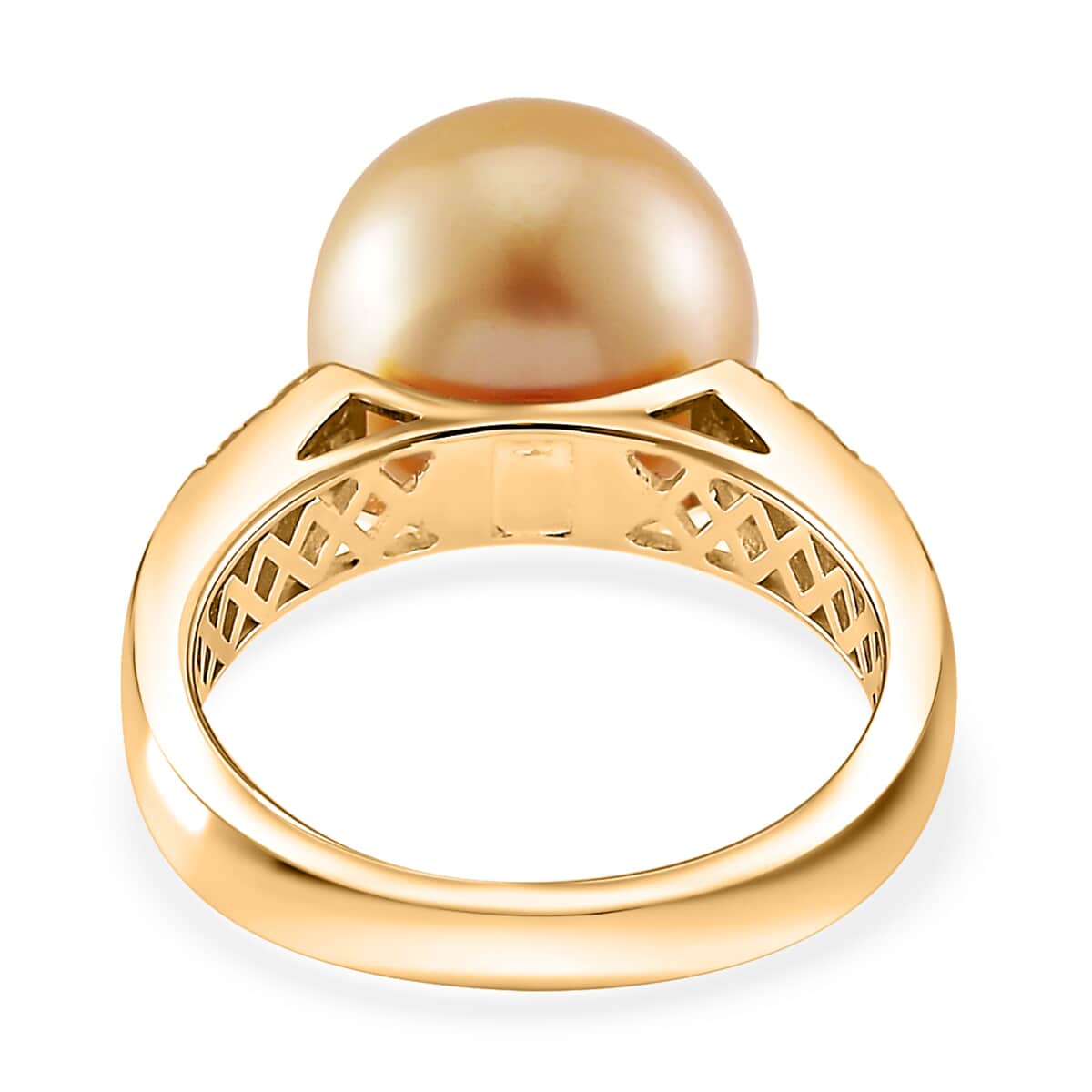 Luxoro South Sea Golden Cultured Pearl, Natural Yellow and White Diamond 0.12 ctw Ring in 14K Yellow Gold (Size 10.0) image number 4