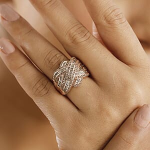 Natural Champagne Diamond 1.50 ctw Ring in 18K Vermeil Rose Gold Over Sterling Silver (Size 9.0)