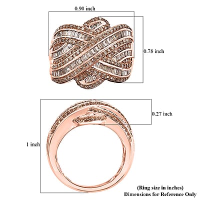 Natural Champagne Diamond 1.50 ctw Ring in 18K Vermeil Rose Gold Over Sterling Silver (Size 9.0)