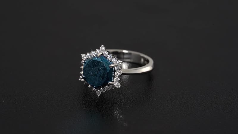 Marvelous Meteorite, Moissanite Ring in Rhodium Over Sterling Silver (Size 9.0) 0.30 ctw