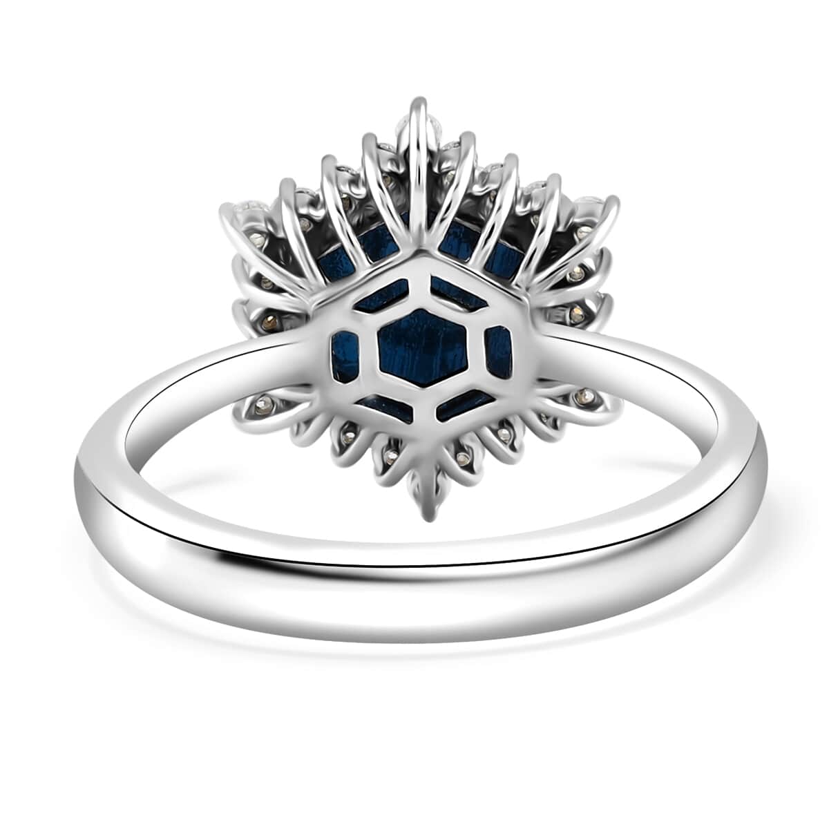 Marvelous Meteorite and Moissanite 0.30 ctw Blue Moon Ring in Rhodium Over Sterling Silver (Size 10.0) image number 4