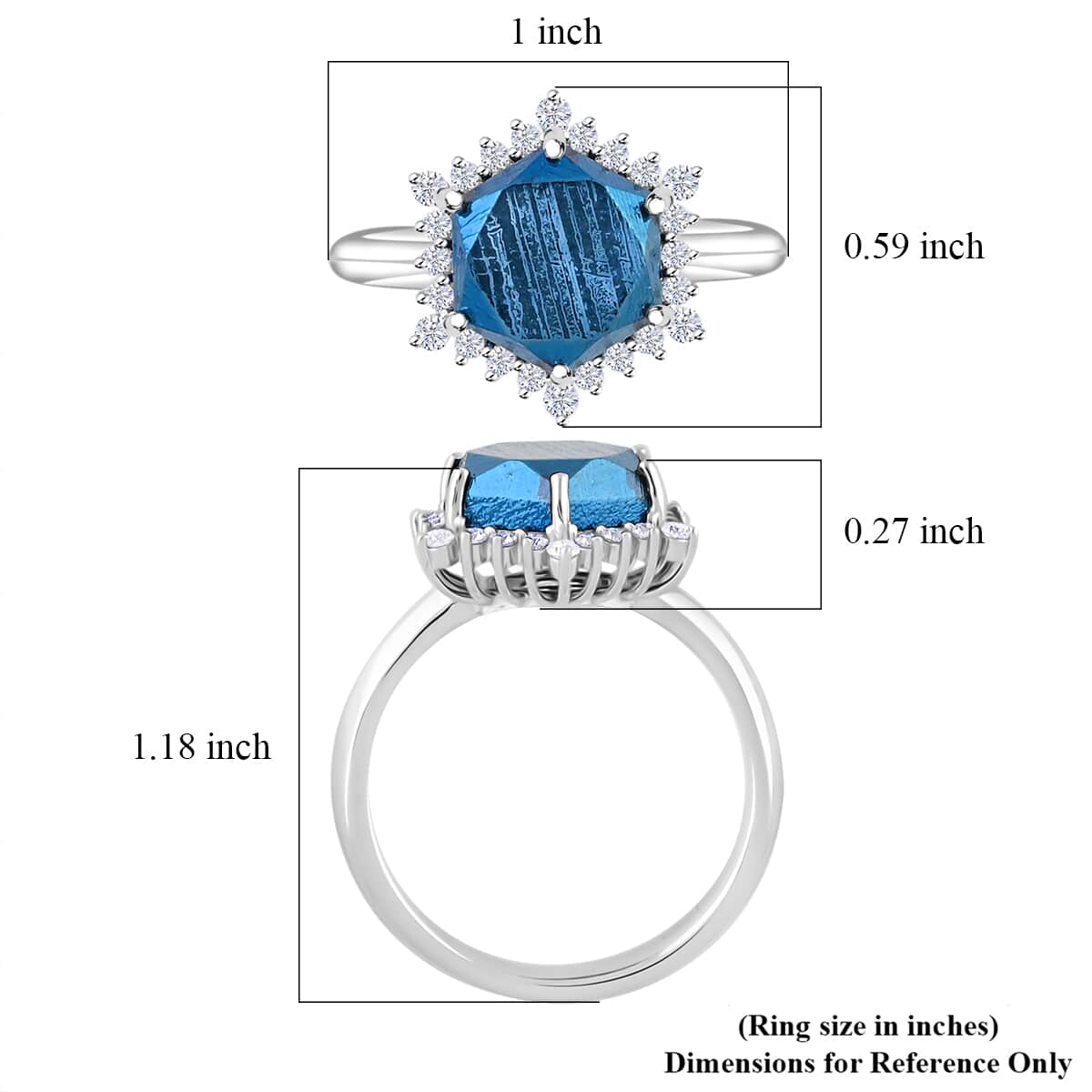 Marvelous Meteorite and Moissanite 0.30 ctw Blue Moon Ring in Rhodium Over Sterling Silver (Size 10.0) image number 5