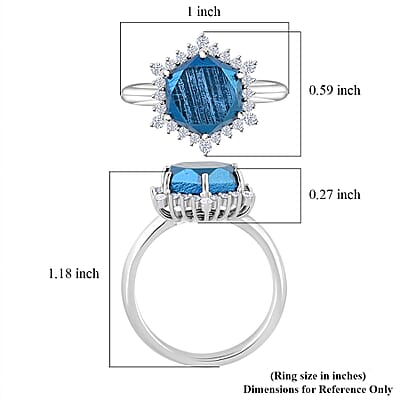 Marvelous Meteorite and Moissanite 0.30 ctw Blue Moon Ring in Rhodium Over Sterling Silver (Size 10.0)