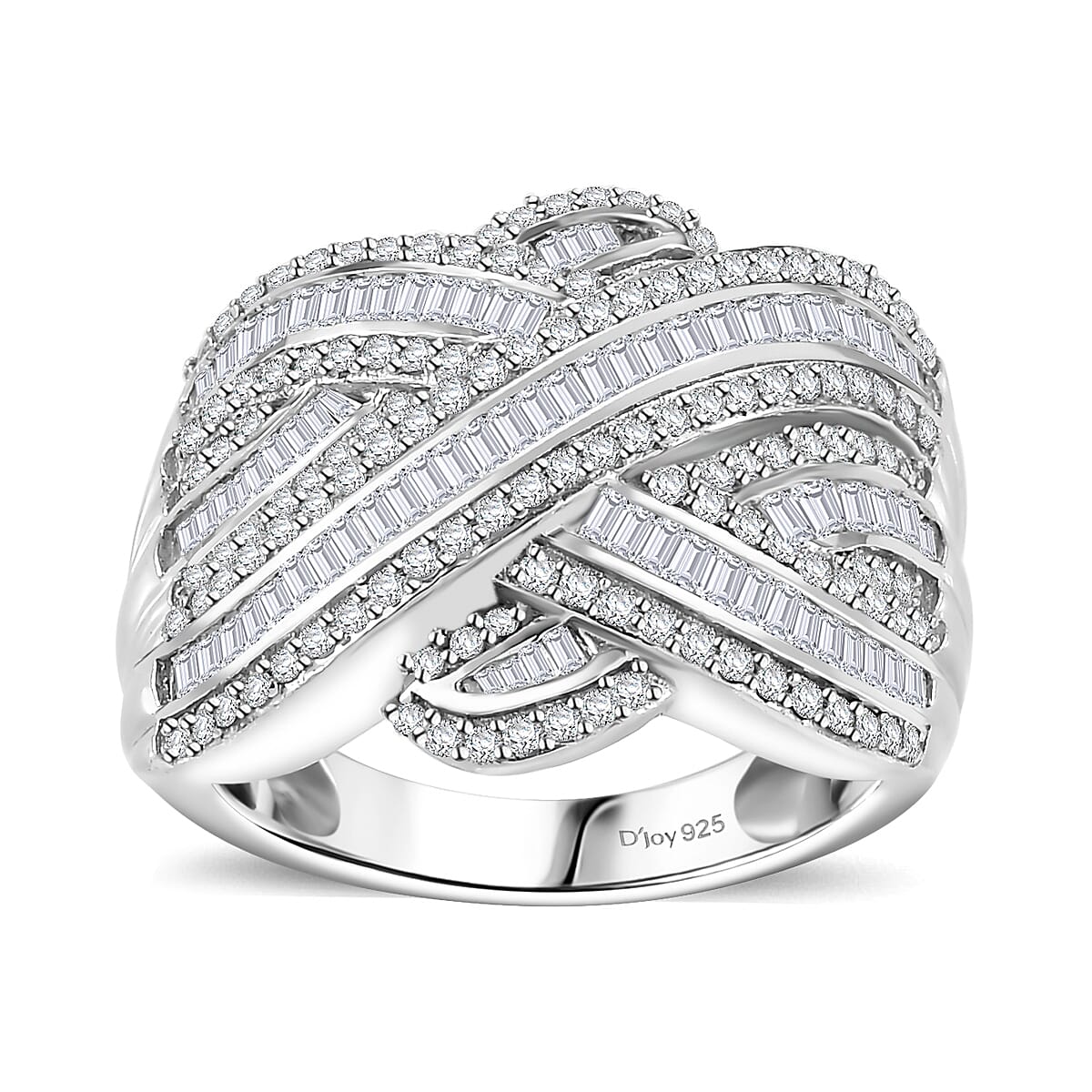 D'Joy Diamond 1.50 ctw Criss Cross Ring in Rhodium Over Sterling Silver (Size 6.0) image number 0