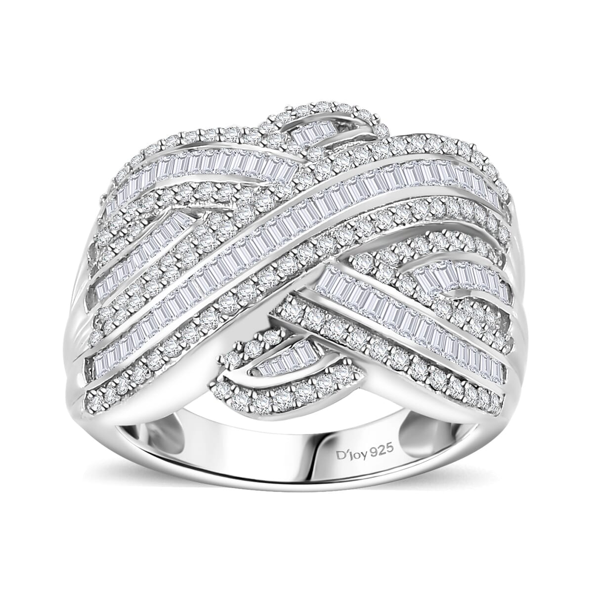 Diamond 1.50 ctw Criss Cross Ring in Rhodium Over Sterling Silver (Size 7.0) image number 0