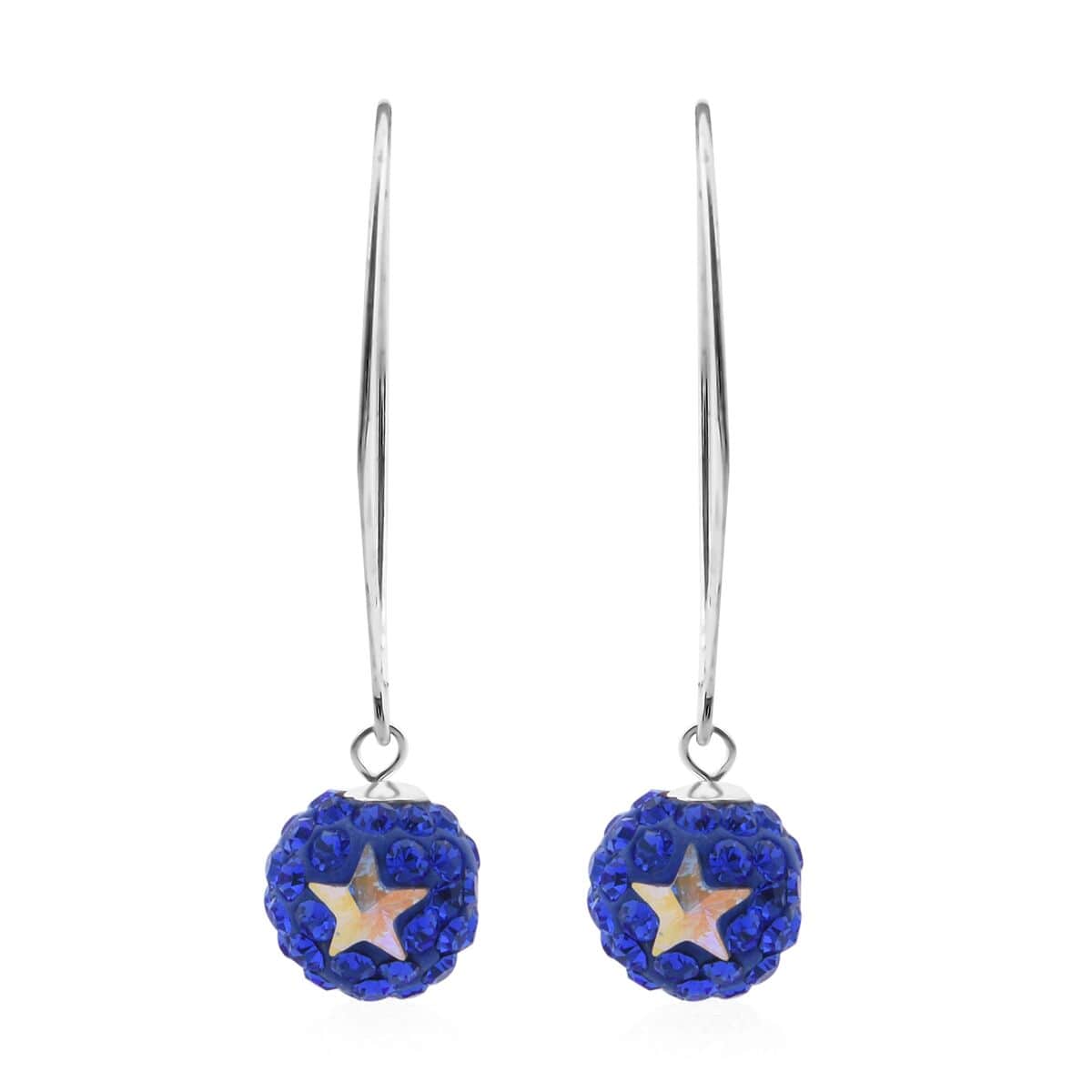 Blue and White Austrian Crystal Earrings in Sterling Silver image number 0