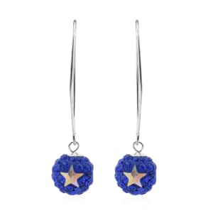 Blue and White Austrian Crystal Earrings in Sterling Silver