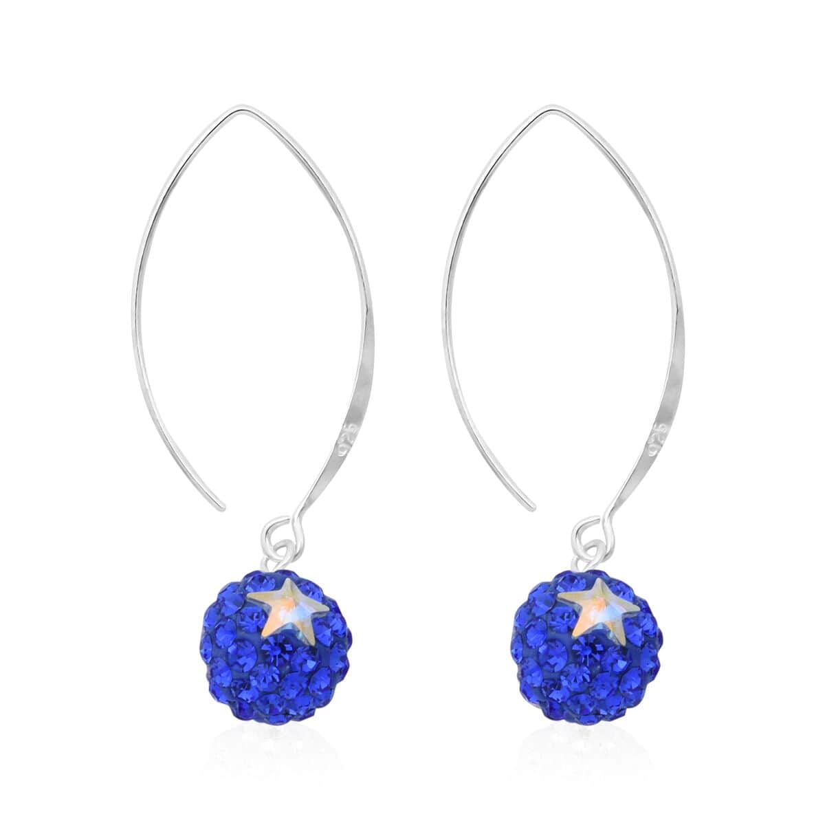 Blue and White Austrian Crystal Earrings in Sterling Silver image number 1