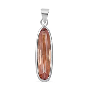 Simulated Champagne Diamond Pendant without Chain in Sterling Silver