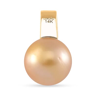 Luxoro South Sea Golden Cultured Pearl, Natural Yellow and White Diamond 0.06 ctw Pendant without Chain in 14K Yellow Gold