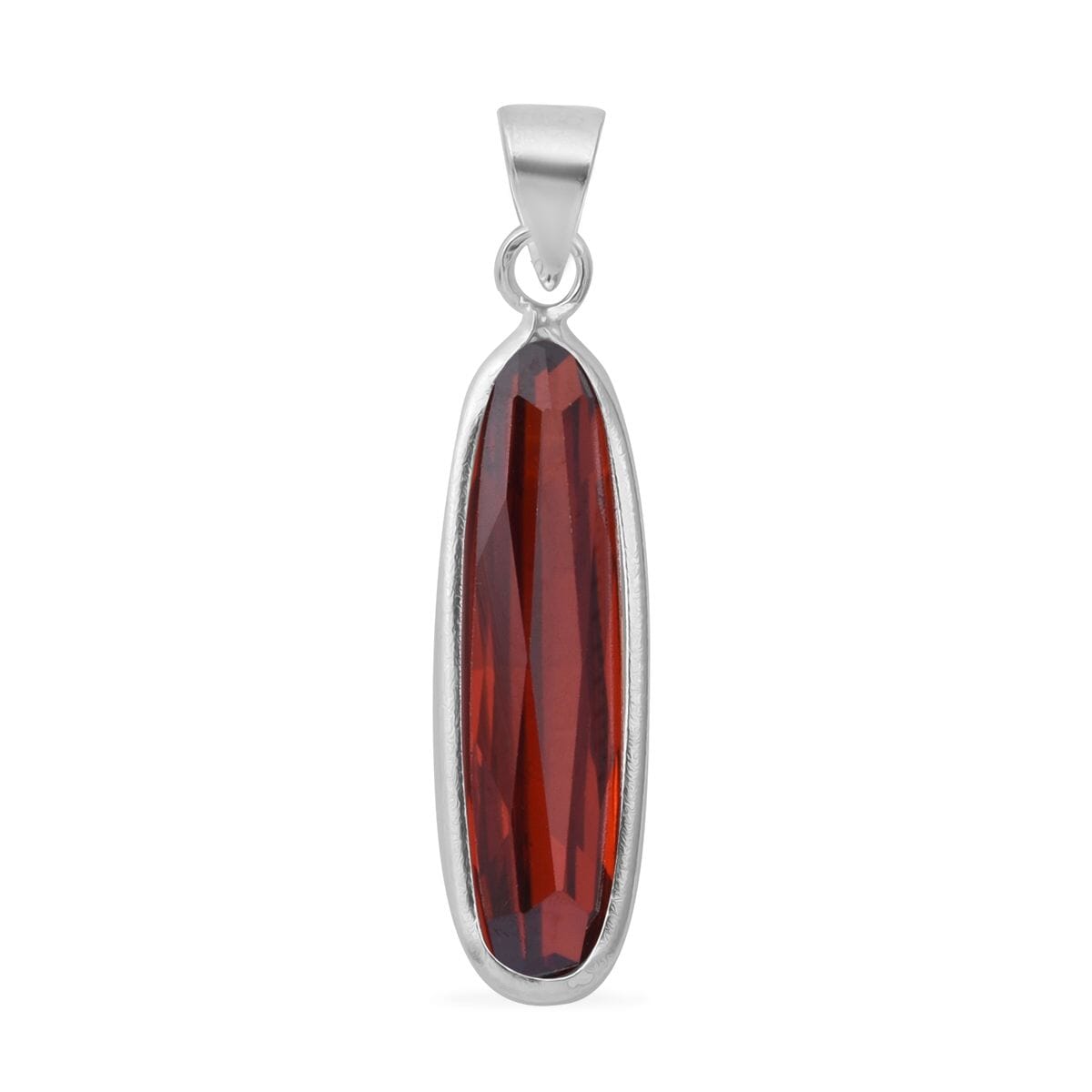 Simulated Red Diamond Pendant without Chain in Sterling Silver image number 0