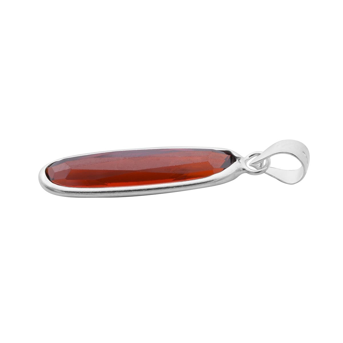 Simulated Red Diamond Pendant without Chain in Sterling Silver image number 2