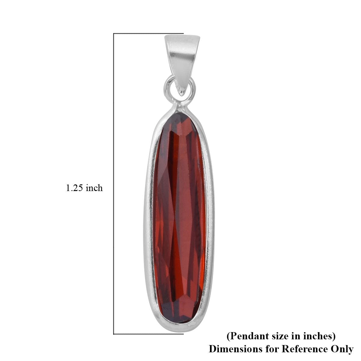 Simulated Red Diamond Pendant without Chain in Sterling Silver image number 3