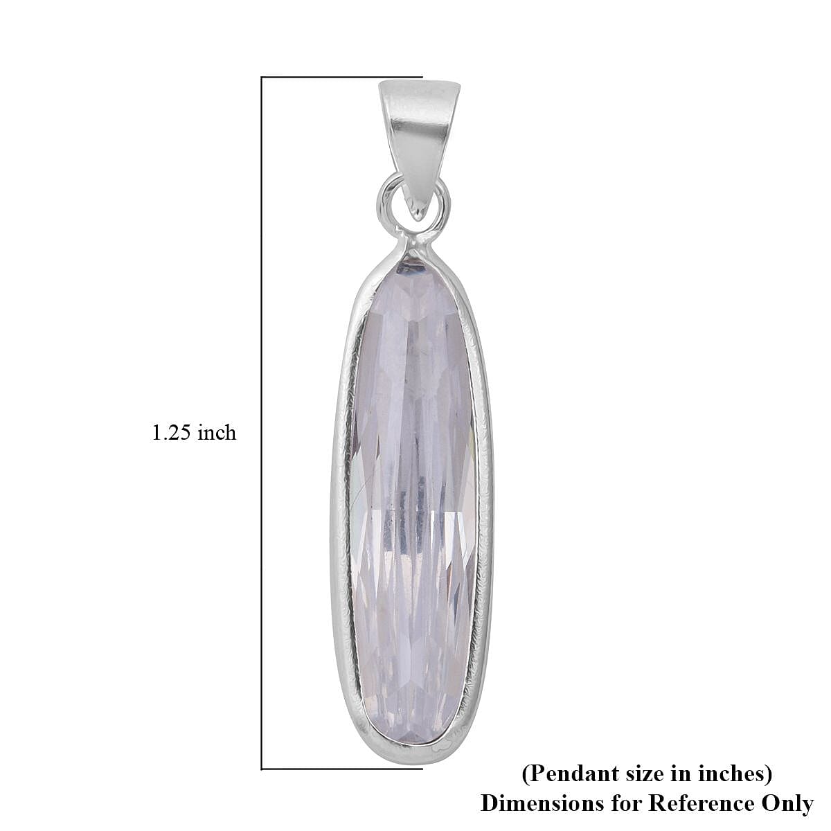 Simulated Diamond Pendant without Chain in Sterling Silver image number 1