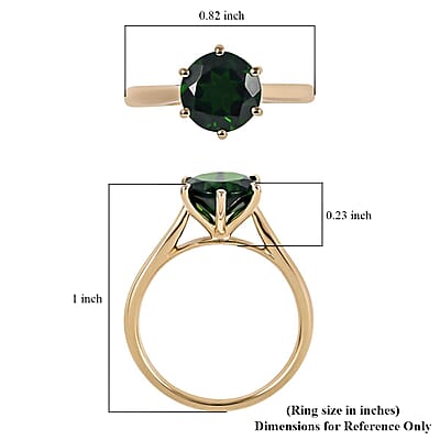 Certified & Appraised Luxoro AAA Chrome Diopside 2.15 ctw Solitaire Ring in 10K Yellow Gold (Size 6.5) 