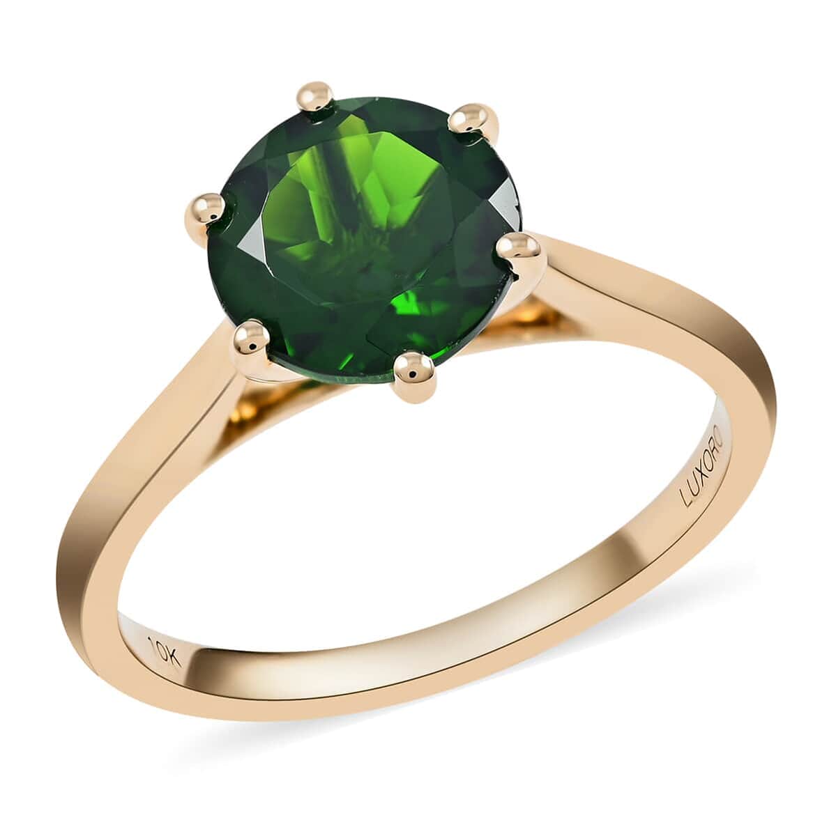 Certified & Appraised Luxoro AAA Chrome Diopside 2.15 ctw Solitaire Ring in 10K Yellow Gold (Size 8.5)  image number 0