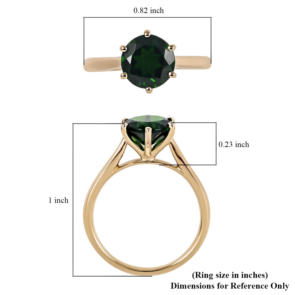 Certified & Appraised Luxoro AAA Chrome Diopside 2.15 ctw Solitaire Ring in 10K Yellow Gold (Size 8.5)  image number 4