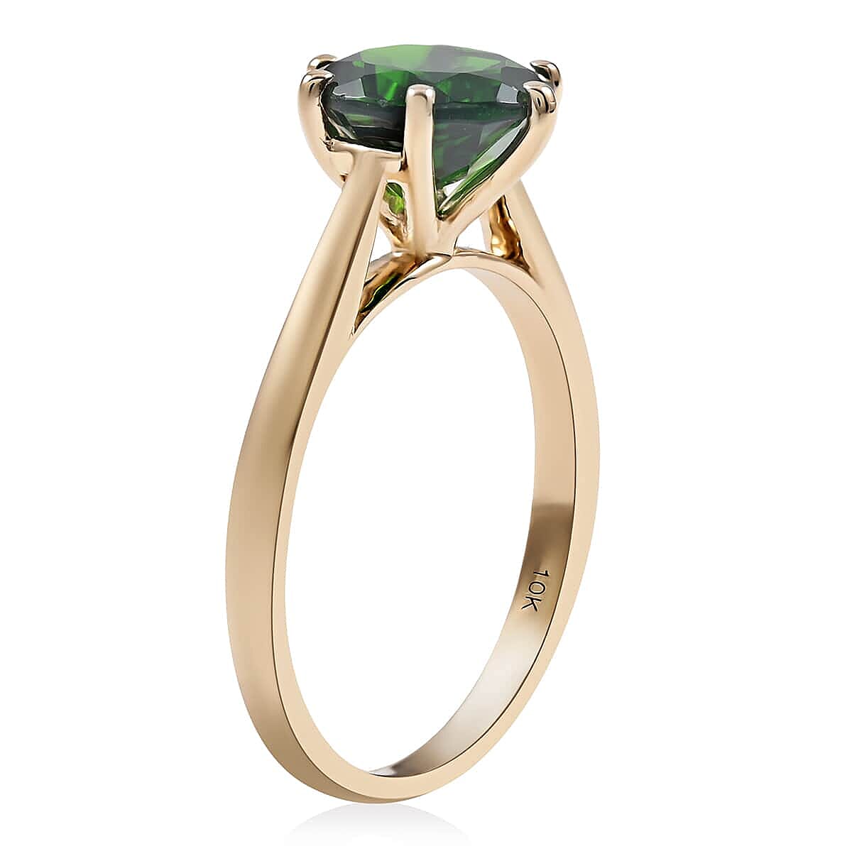 Certified & Appraised Luxoro AAA Chrome Diopside 2.15 ctw Solitaire Ring in 10K Yellow Gold (Size 11.0)  image number 3