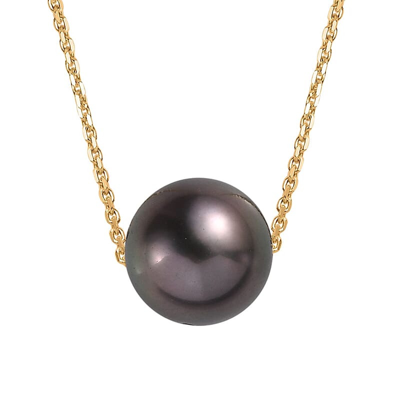 Certified & Appraised Luxoro AAAA Tahitian Cultured Pearl Necklace in 14K Yellow Gold 18 Inches