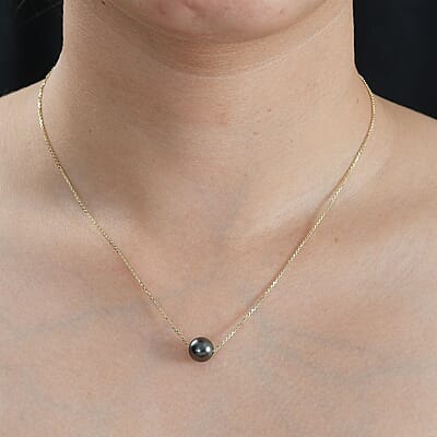 Certified & Appraised Luxoro AAAA Tahitian Cultured Pearl Necklace in 14K Yellow Gold 18 Inches