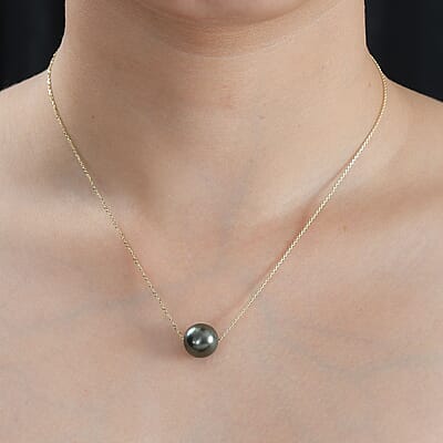 Certified & Appraised Luxoro AAAA Tahitian Cultured Pearl Necklace in 14K Yellow Gold 18-20 Inches