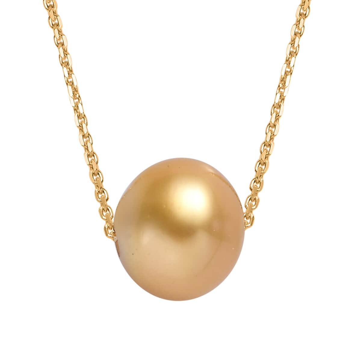 Certified & Appraised Luxoro AAAA South Sea Golden Cultured Pearl Necklace in 14K Yellow Gold 18-20 Inches image number 0