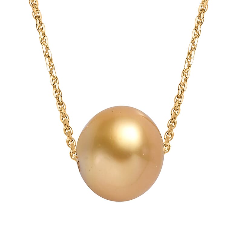 Certified & Appraised Luxoro AAAA South Sea Golden Cultured Pearl Necklace in 14K Yellow Gold 18-20 Inches