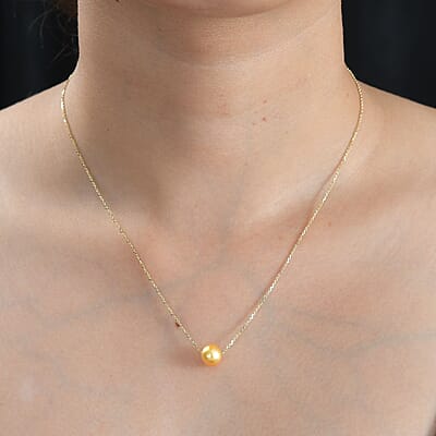 Certified & Appraised Luxoro AAAA South Sea Golden Cultured Pearl Necklace in 14K Yellow Gold 18-20 Inches