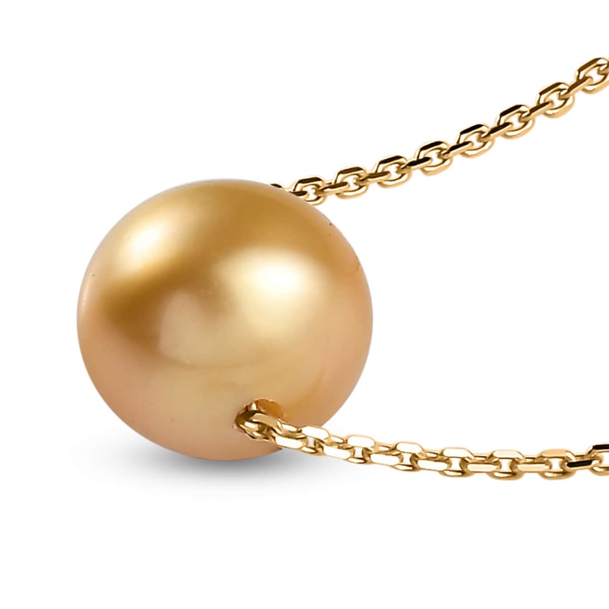 Certified & Appraised Luxoro AAAA South Sea Golden Cultured Pearl Necklace in 14K Yellow Gold 18-20 Inches image number 3