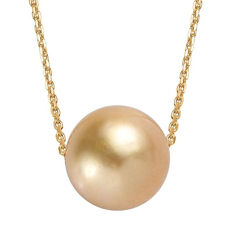 Certified & Appraised Luxoro AAAA South Sea Golden Cultured Pearl Necklace in 14K Yellow Gold