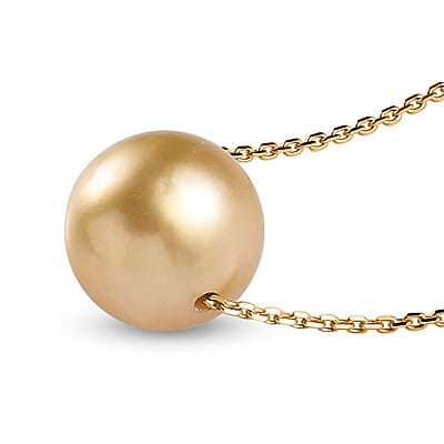 Certified & Appraised Luxoro AAAA South Sea Golden Cultured Pearl Necklace in 14K Yellow Gold