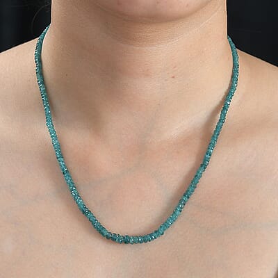 Certified & Appraised Luxoro AAA Grandidierite 55.00 ctw Beaded Graduated Necklace in 14K Yellow Gold 18 Inches
