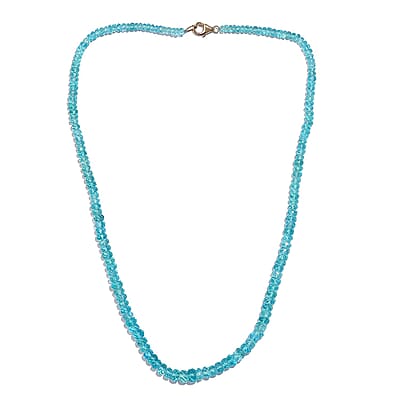 Certified & Appraised Luxoro AAA Betroka Blue Apatite 92.00 ctw Beaded Graduated Necklace in 14K Yellow Gold 18-20 Inches