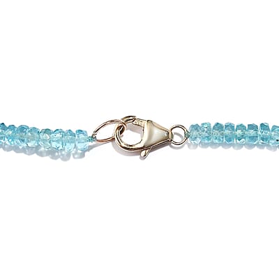 Certified & Appraised Luxoro AAA Betroka Blue Apatite 92.00 ctw Beaded Graduated Necklace in 14K Yellow Gold 18-20 Inches