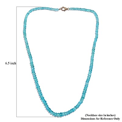 Certified & Appraised Luxoro AAA Betroka Blue Apatite 92.00 ctw Beaded Graduated Necklace in 14K Yellow Gold 18-20 Inches