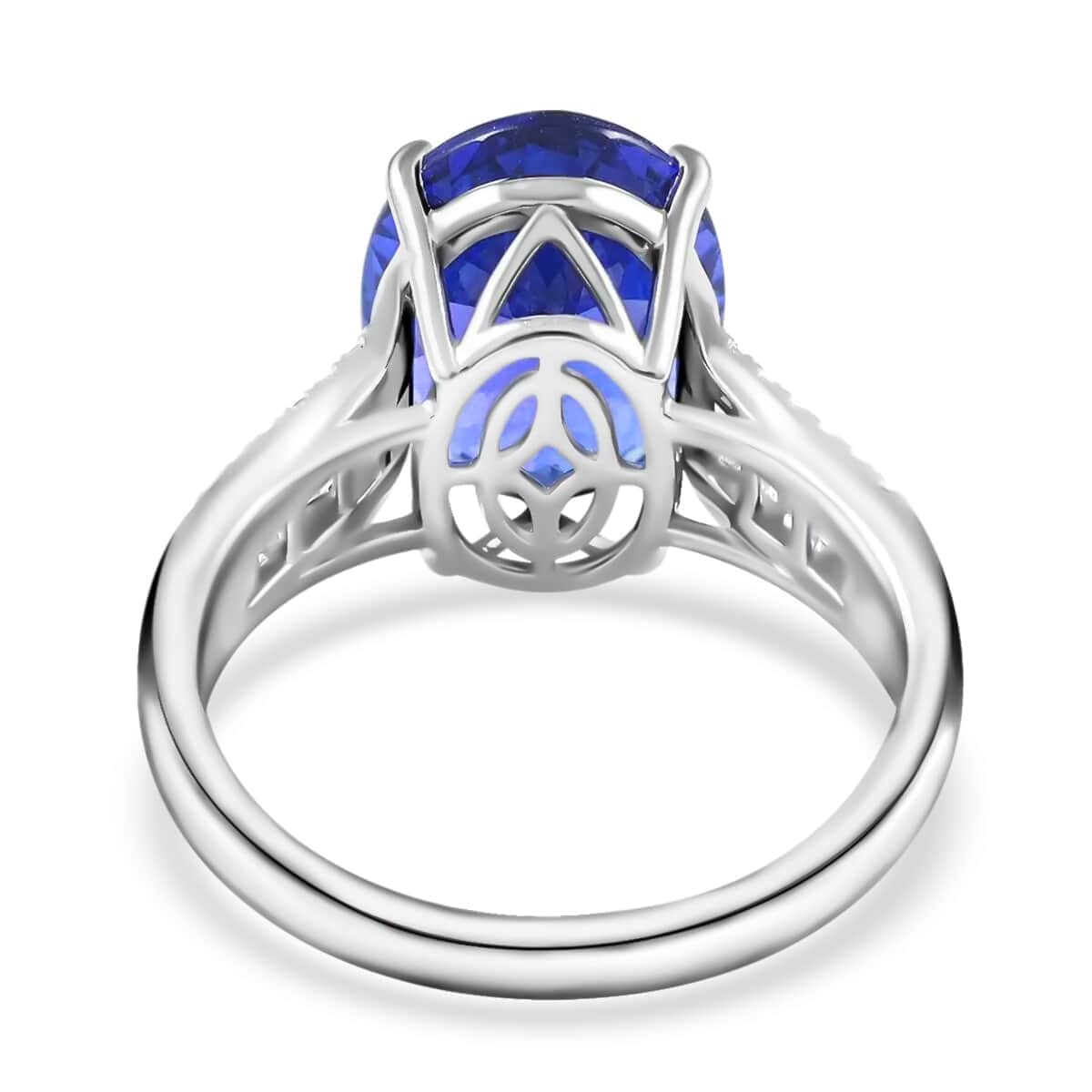 Certified & Appraised Rhapsody AAAA Tanzanite and E-F VS Diamond 5.25 ctw Ring in 950 Platinum (Size 7.5) 6.15 Grams image number 4