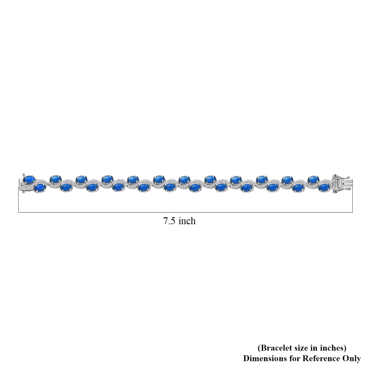 Ceruleite and White Zircon 11.00 ctw Sea Wave Bracelet in Rhodium Over Sterling Silver (7.25 In) image number 4