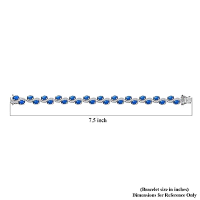 D'Joy Ceruleite and White Zircon 11.00 ctw Sea Wave Bracelet in Rhodium Over Sterling Silver (7.25 In)