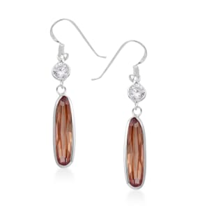 Simulated Champagne and White Diamond Earrings in Sterling Silver