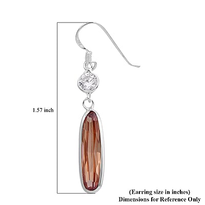 Simulated Champagne and White Diamond Earrings in Sterling Silver