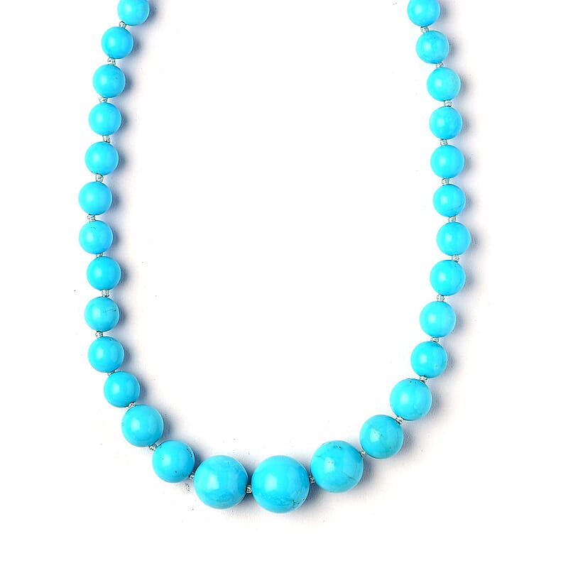 NY Closeout Certified & Appraised Iliana 18K Yellow Gold AAAA Sleeping Beauty Turquoise 135.00 ctw Beaded Graduated Necklace 18-20 Inches