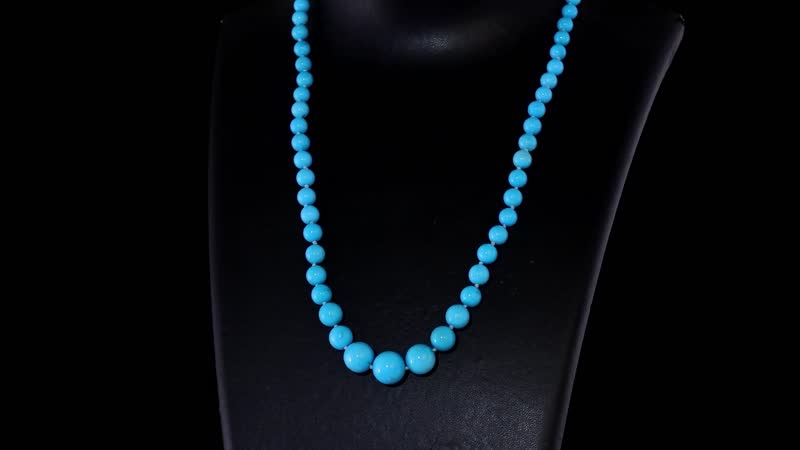 NY Closeout Certified & Appraised Iliana 18K Yellow Gold AAAA Sleeping Beauty Turquoise 135.00 ctw Beaded Graduated Necklace 18-20 Inches