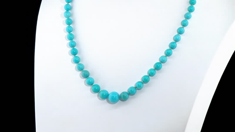 NY Closeout Certified & Appraised Iliana 18K Yellow Gold AAAA Sleeping Beauty Turquoise 135.00 ctw Beaded Graduated Necklace 18-20 Inches