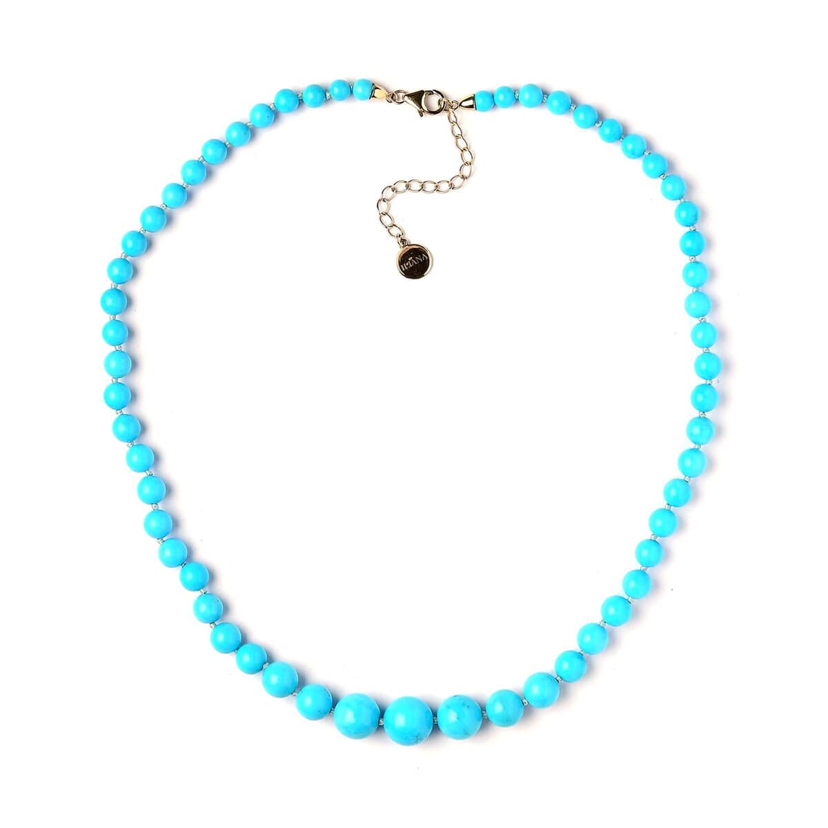 NY Closeout Certified & Appraised Iliana 18K Yellow Gold AAAA Sleeping Beauty Turquoise 135.00 ctw Beaded Graduation Necklace 18-20 Inches image number 3