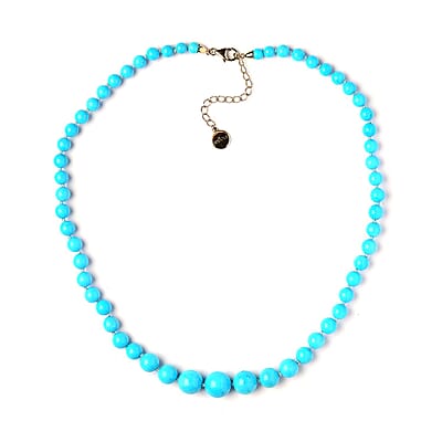 NY Closeout Certified & Appraised Iliana 18K Yellow Gold AAAA Sleeping Beauty Turquoise 135.00 ctw Beaded Graduated Necklace 18-20 Inches
