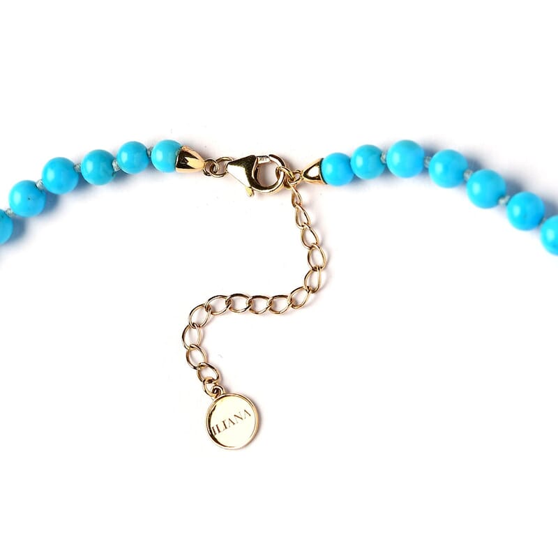 NY Closeout Certified & Appraised Iliana 18K Yellow Gold AAAA Sleeping Beauty Turquoise 135.00 ctw Beaded Graduated Necklace 18-20 Inches